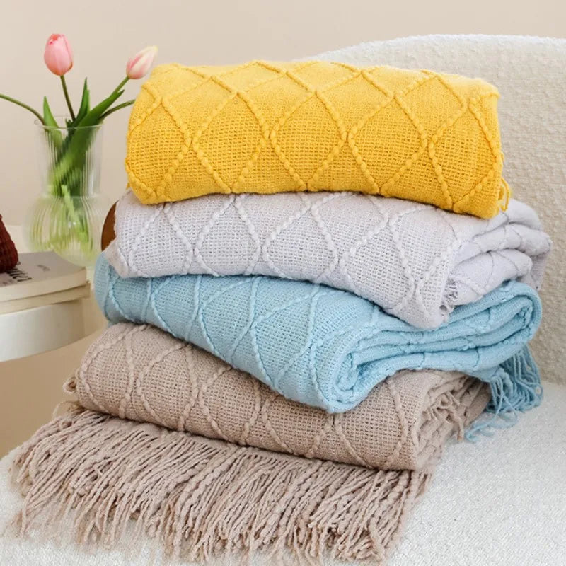 Poppy Chunky Tassel Knit Throw