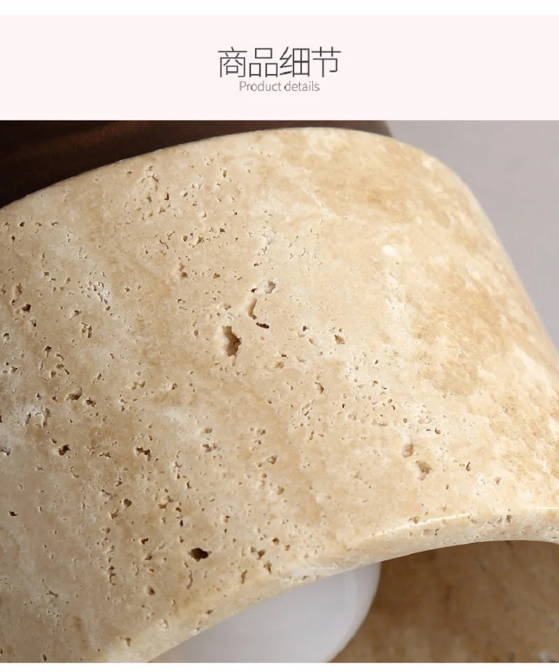 Talin Travertine & Wood Ceiling Light