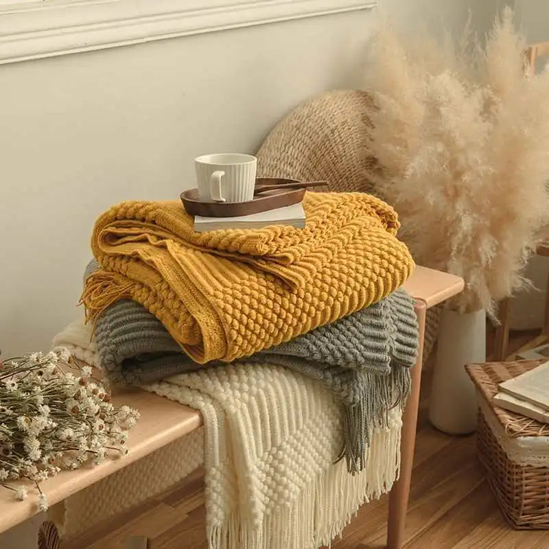 Poppy Chunky Tassel Knit Throw
