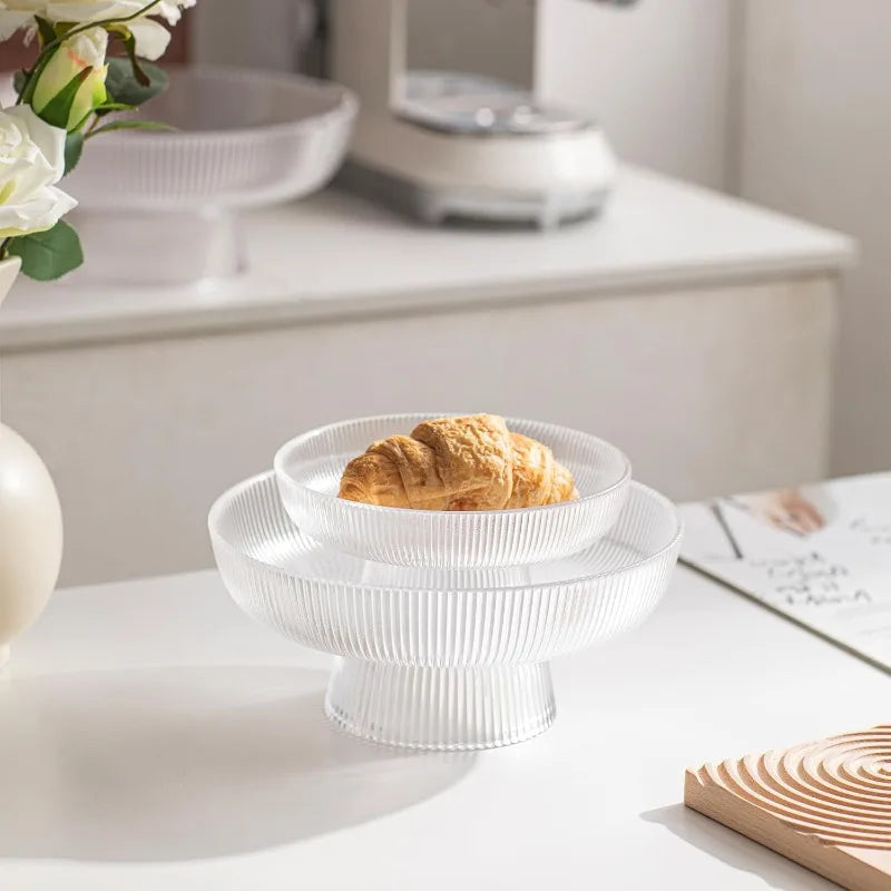 Lucia Ribbed Glass Pedestal Bowl