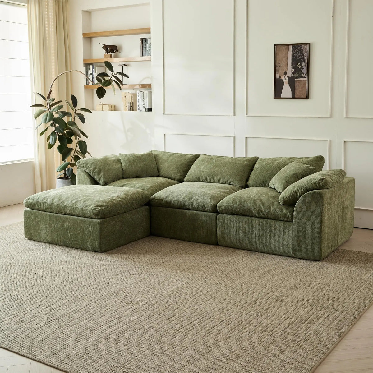 Olive Chenille Cloud Sectional