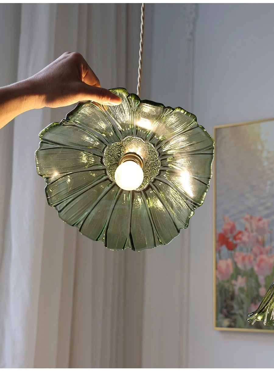 Flora Amber Glass Flower Pendant