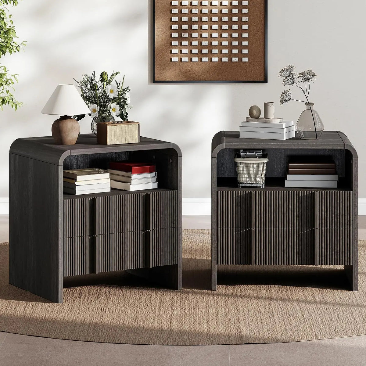 Maeve Fluted Bedside Table Set