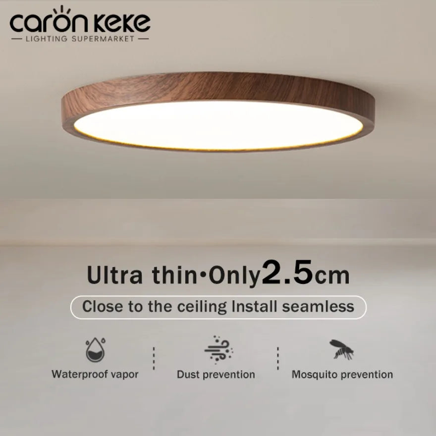 Ultra-Slim Woodgrain Ceiling Light — product detail view 1