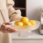 Lucia Ribbed Glass Pedestal Bowl