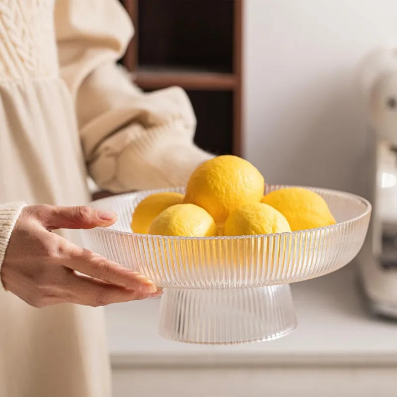 Lucia Ribbed Glass Pedestal Bowl
