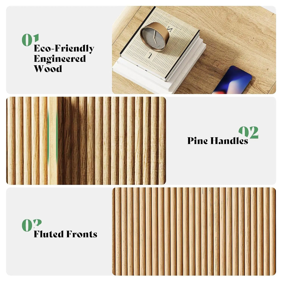 Maeve Fluted Bedside Table Set