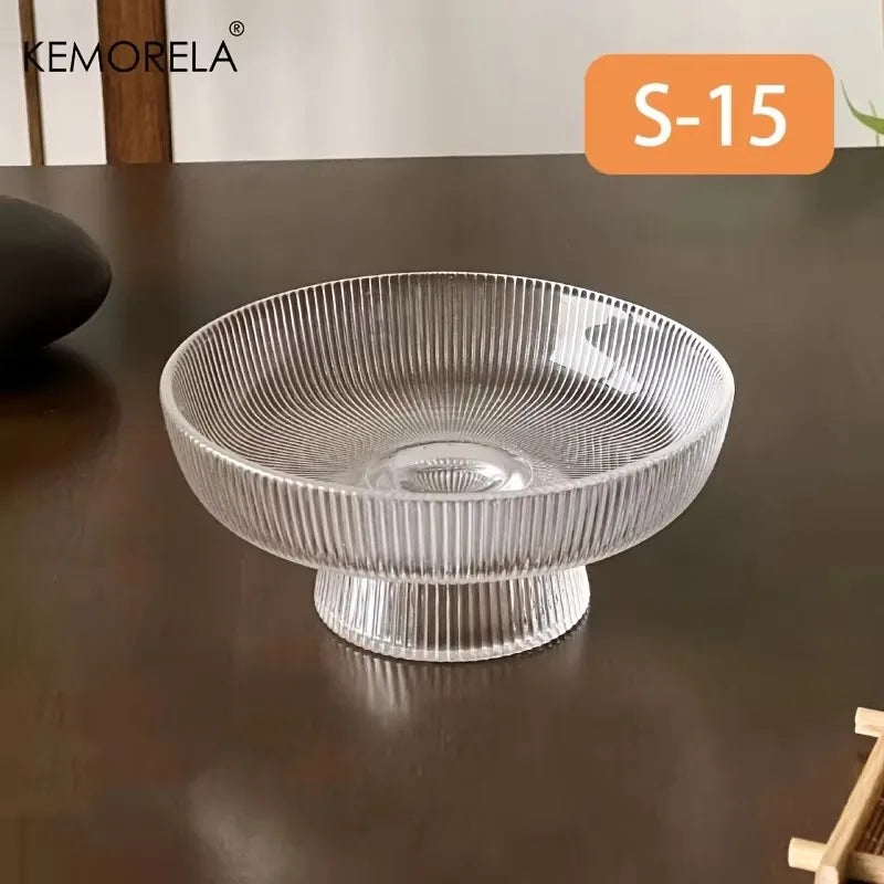 Lucia Ribbed Glass Pedestal Bowl