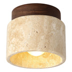 Talin Travertine & Wood Ceiling Light