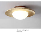 Talin Travertine & Wood Ceiling Light