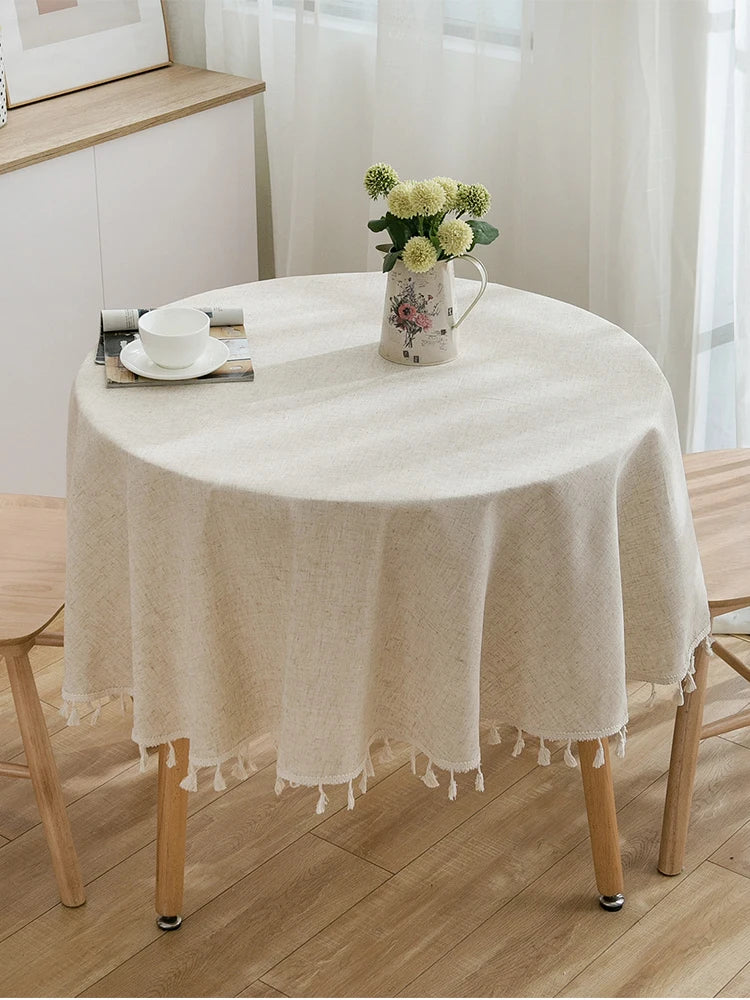 Celia Ruffled Linen-Blend Tablecloth