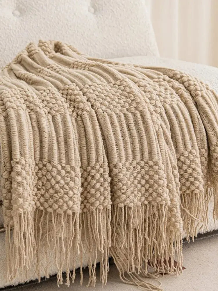 Poppy Chunky Tassel Knit Throw