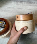 Talin Travertine & Wood Ceiling Light