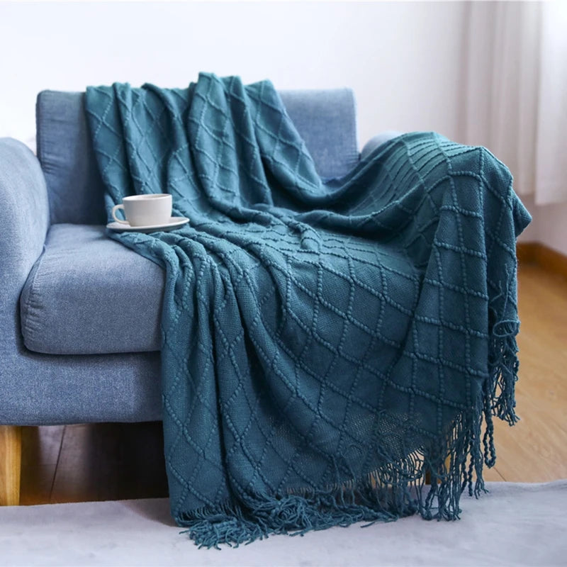 Poppy Chunky Tassel Knit Throw