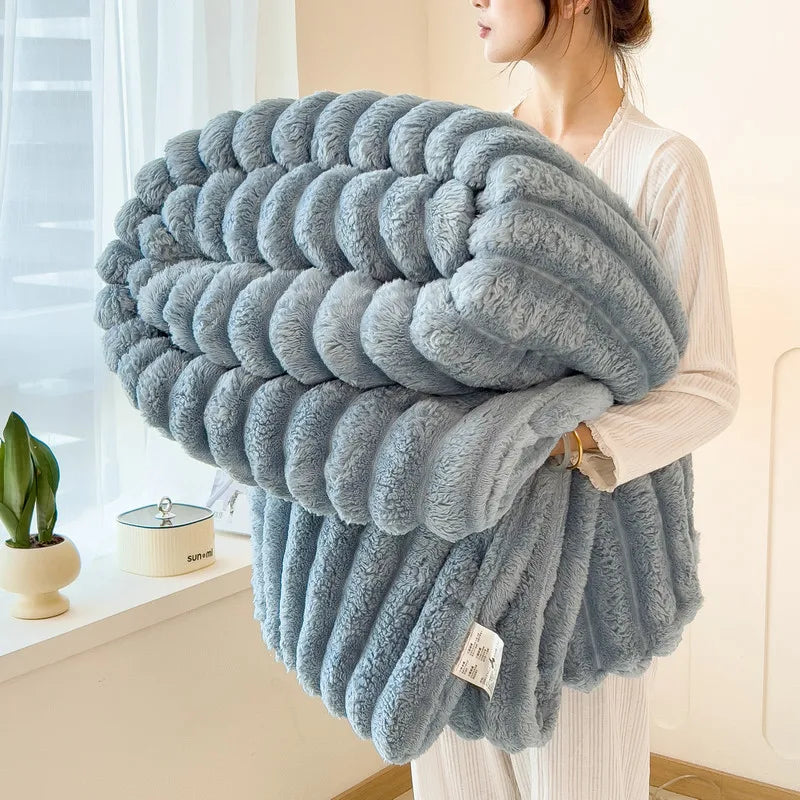 Thea Wide-Stripe Flannel Throw
