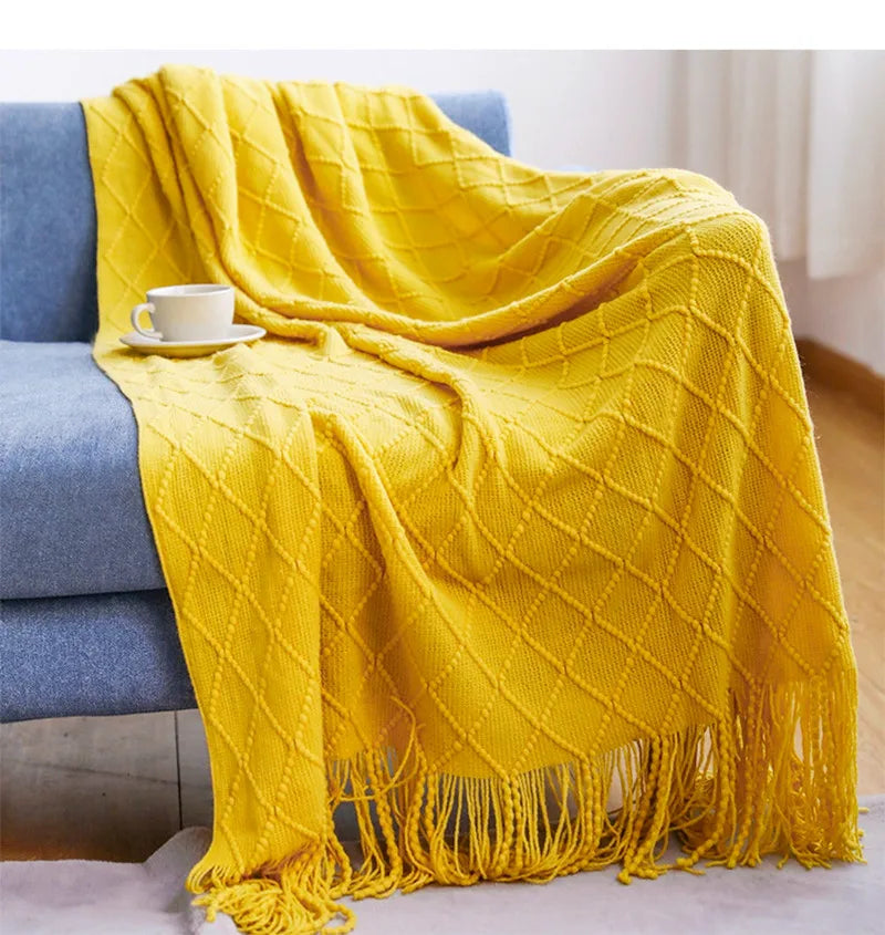 Poppy Chunky Tassel Knit Throw