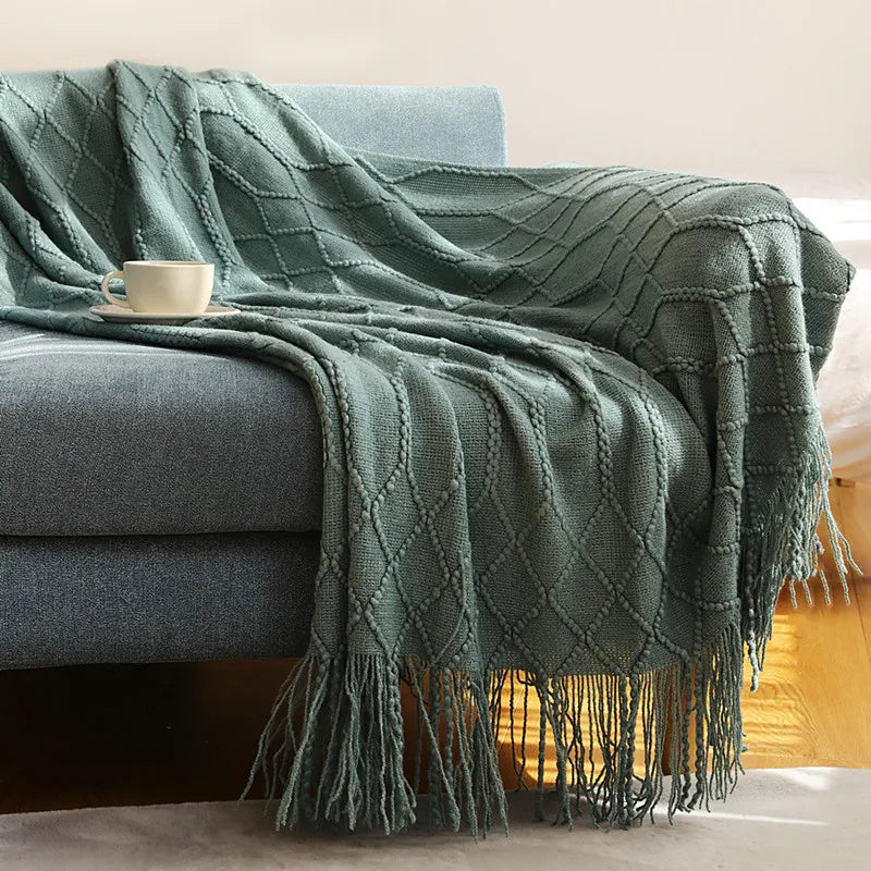 Poppy Chunky Tassel Knit Throw