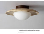 Talin Travertine & Wood Ceiling Light