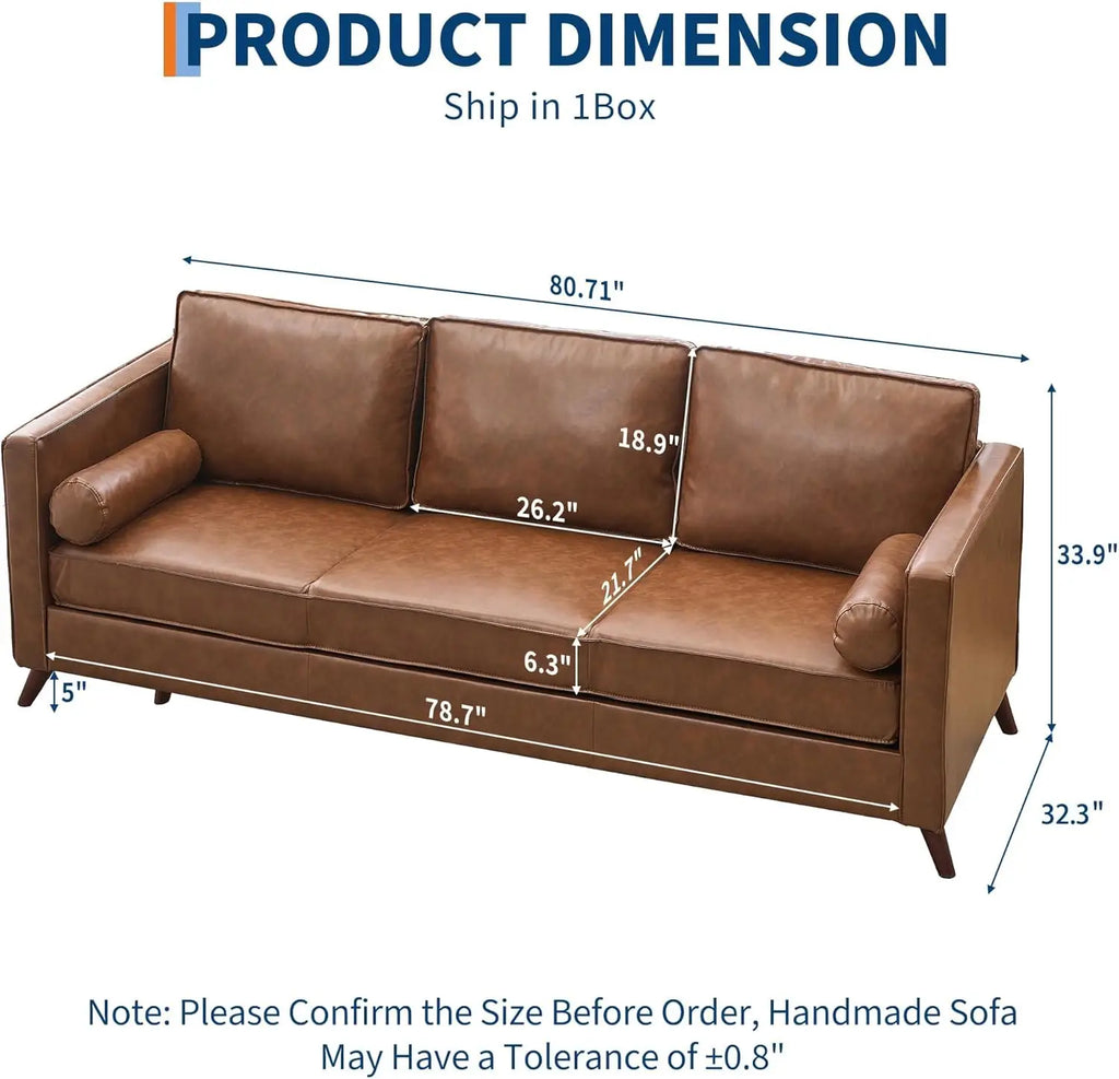 Rhodes Mid-Century Leather-Look Sofa