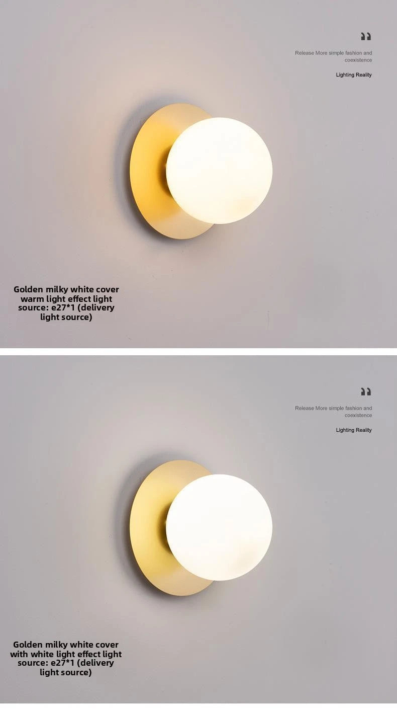 Opal Brass Frosted Globe Wall Sconce