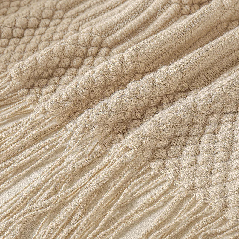 Poppy Chunky Tassel Knit Throw