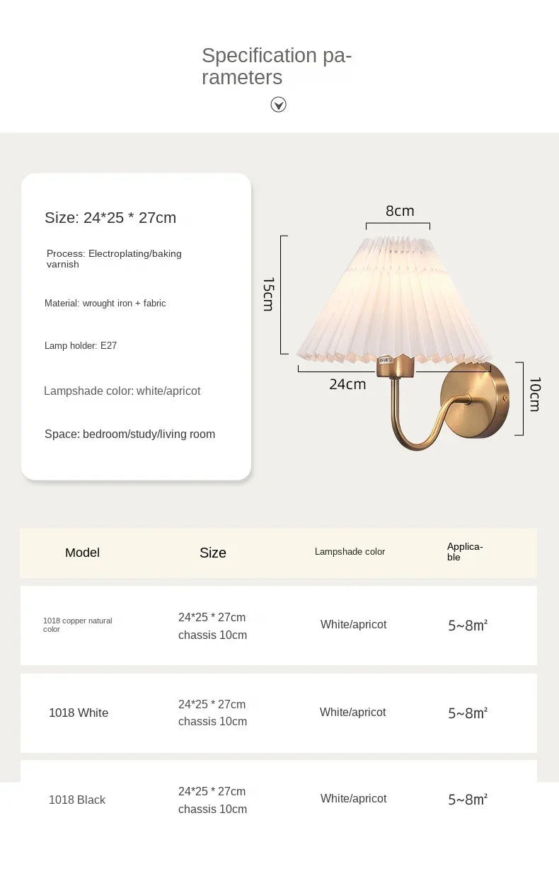 Rue Pleated Umbrella Wall Lamp