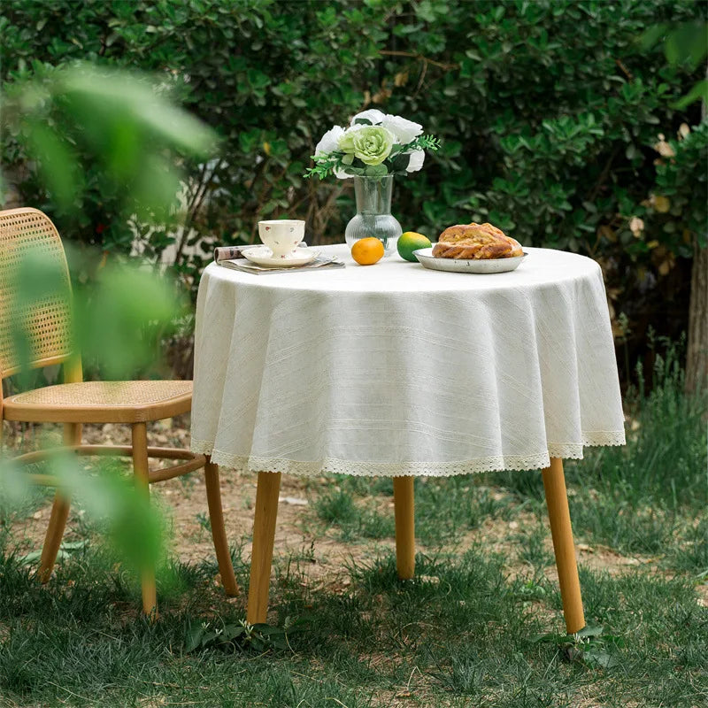Celia Ruffled Linen-Blend Tablecloth