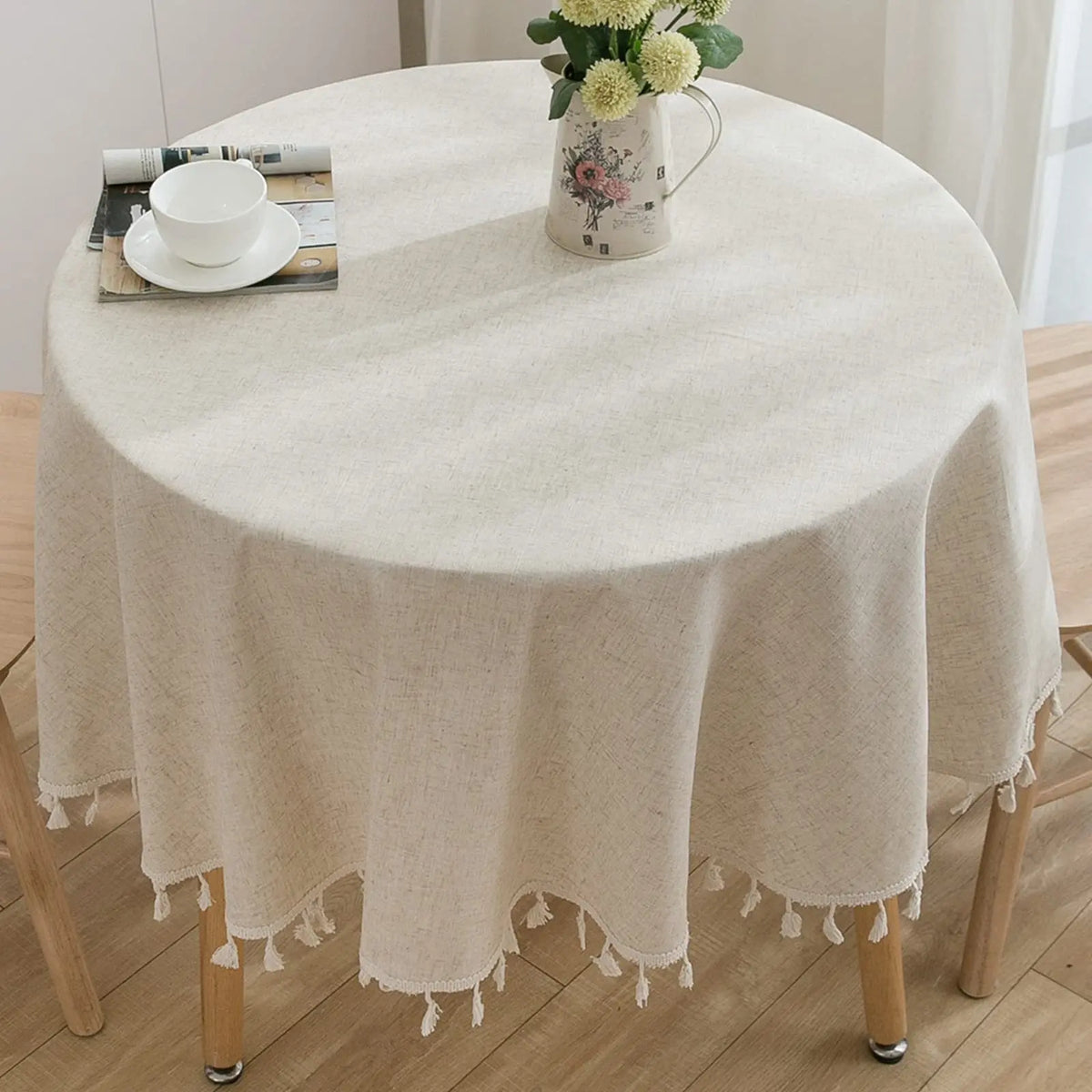 Celia Ruffled Linen-Blend Tablecloth