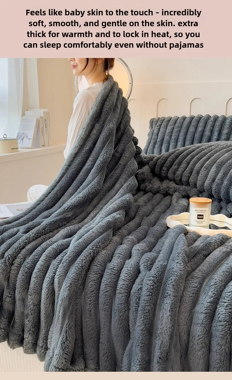 Thea Wide-Stripe Flannel Throw