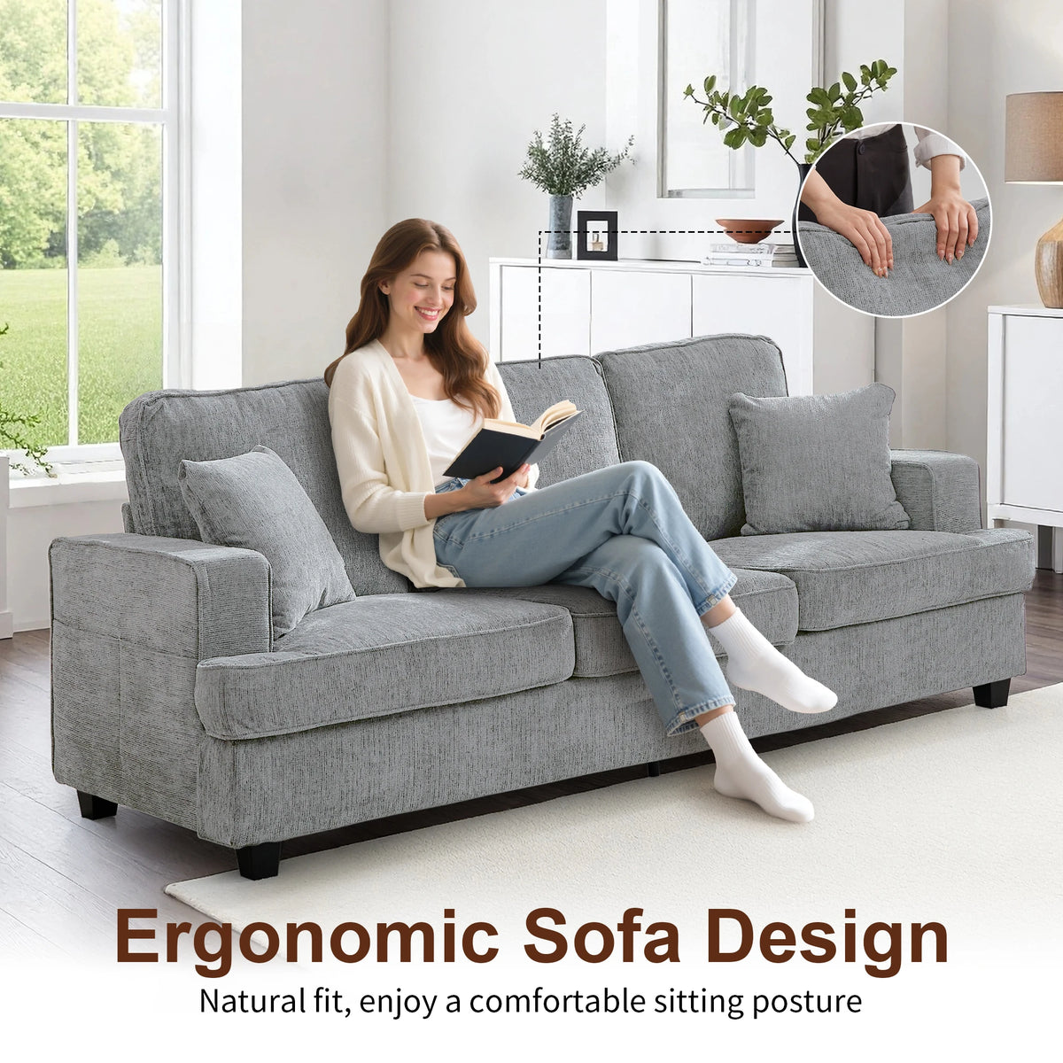 June 89-Inch Chenille Cloud Sofa