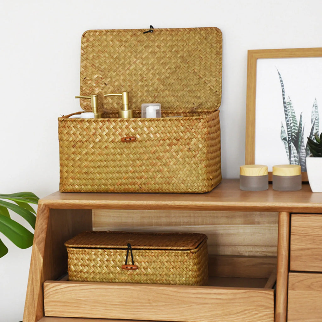 Nell Lidded Woven Storage Basket