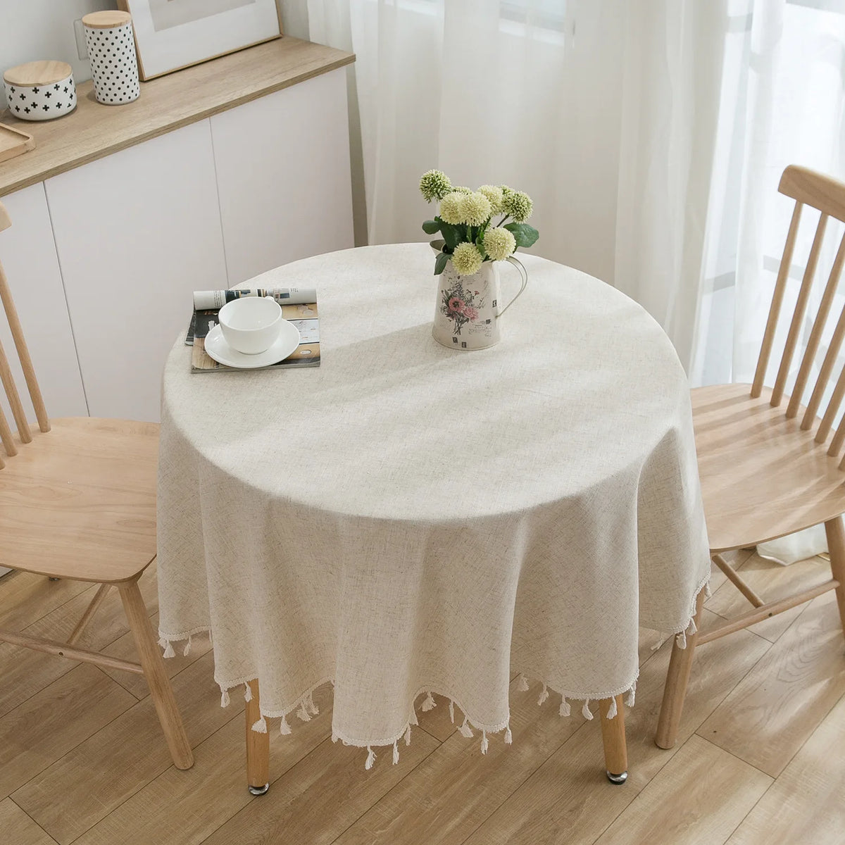 Celia Ruffled Linen-Blend Tablecloth