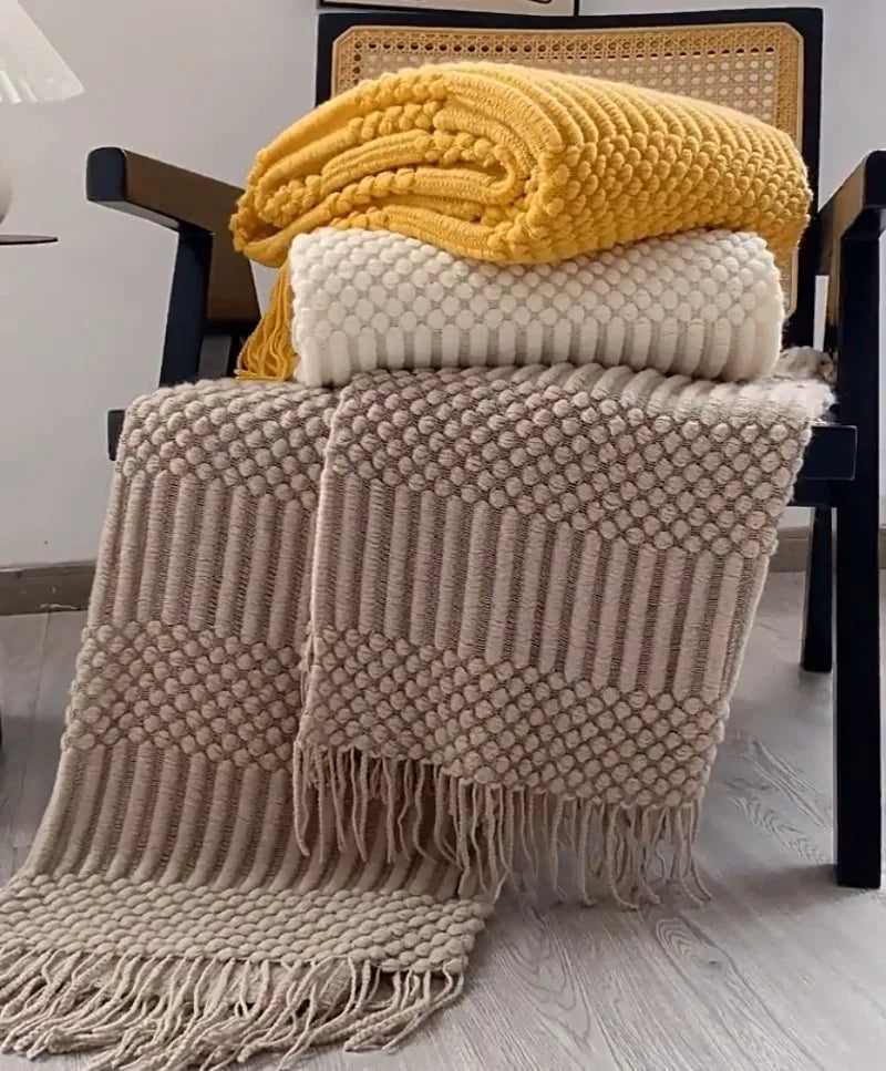 Poppy Chunky Tassel Knit Throw