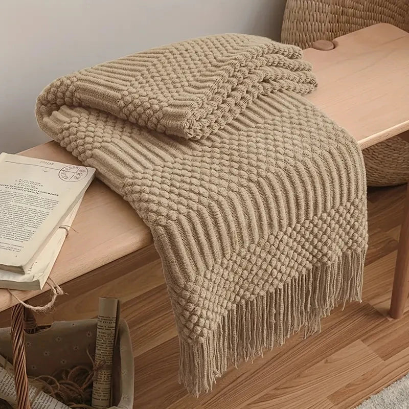 Poppy Chunky Tassel Knit Throw