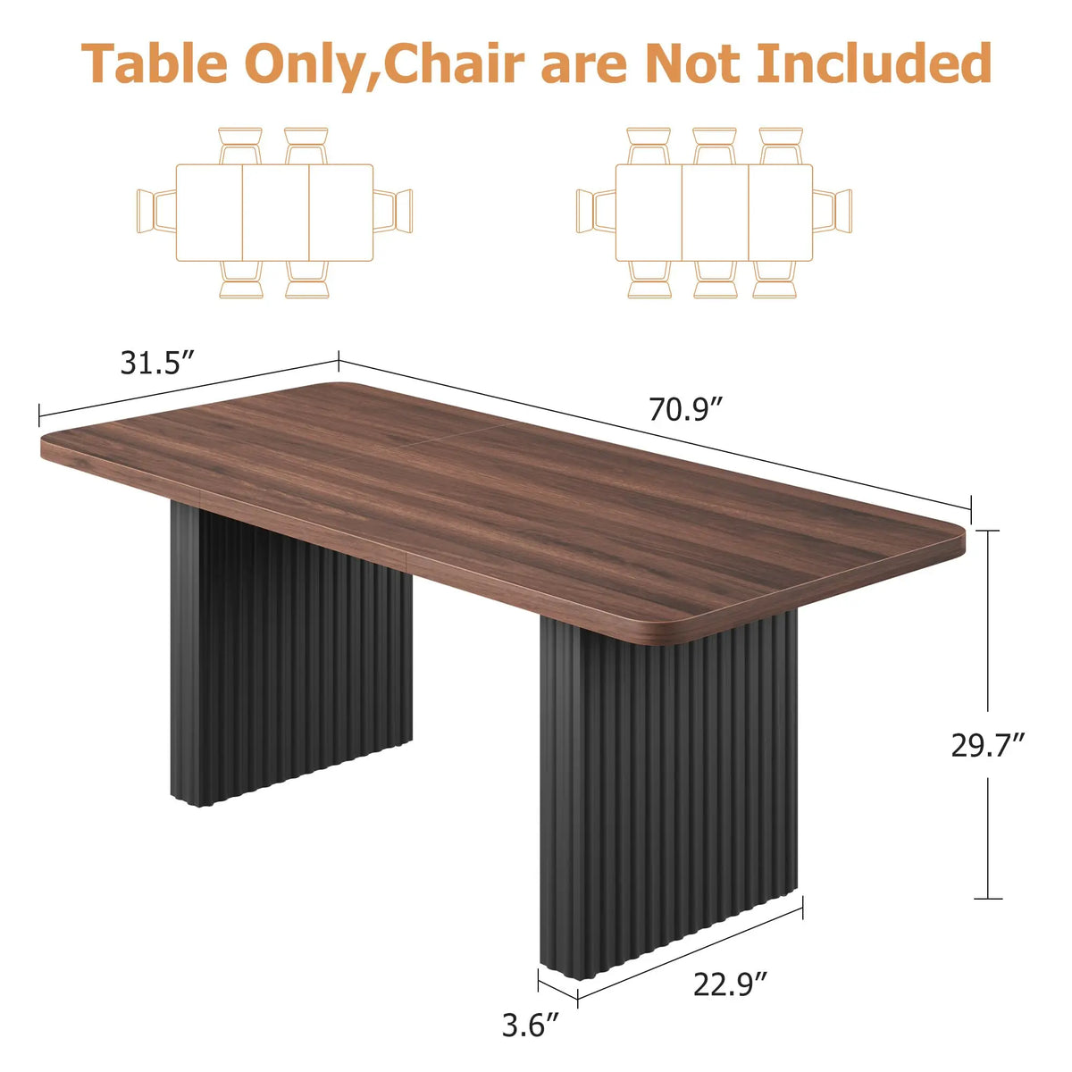 Rowan 71-Inch Fluted-Leg Dining Table