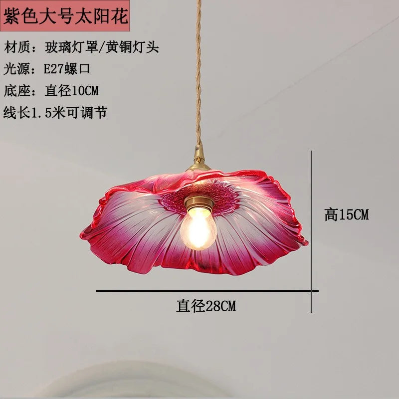 Flora Amber Glass Flower Pendant
