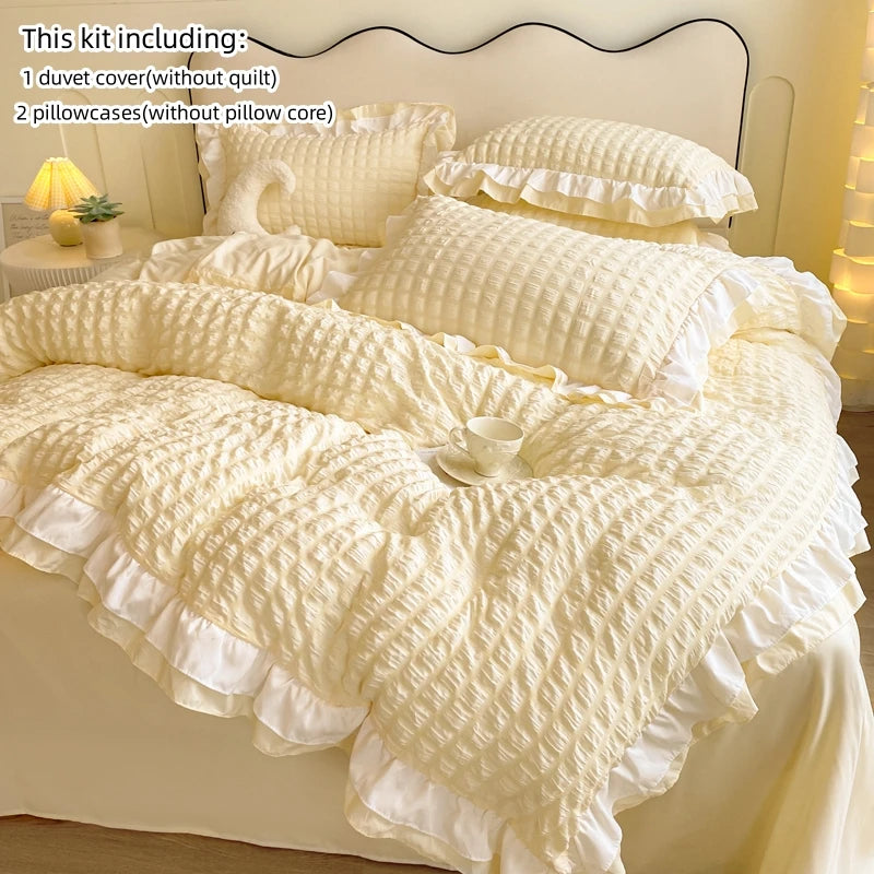 Liora Ruffled Seersucker Duvet Set
