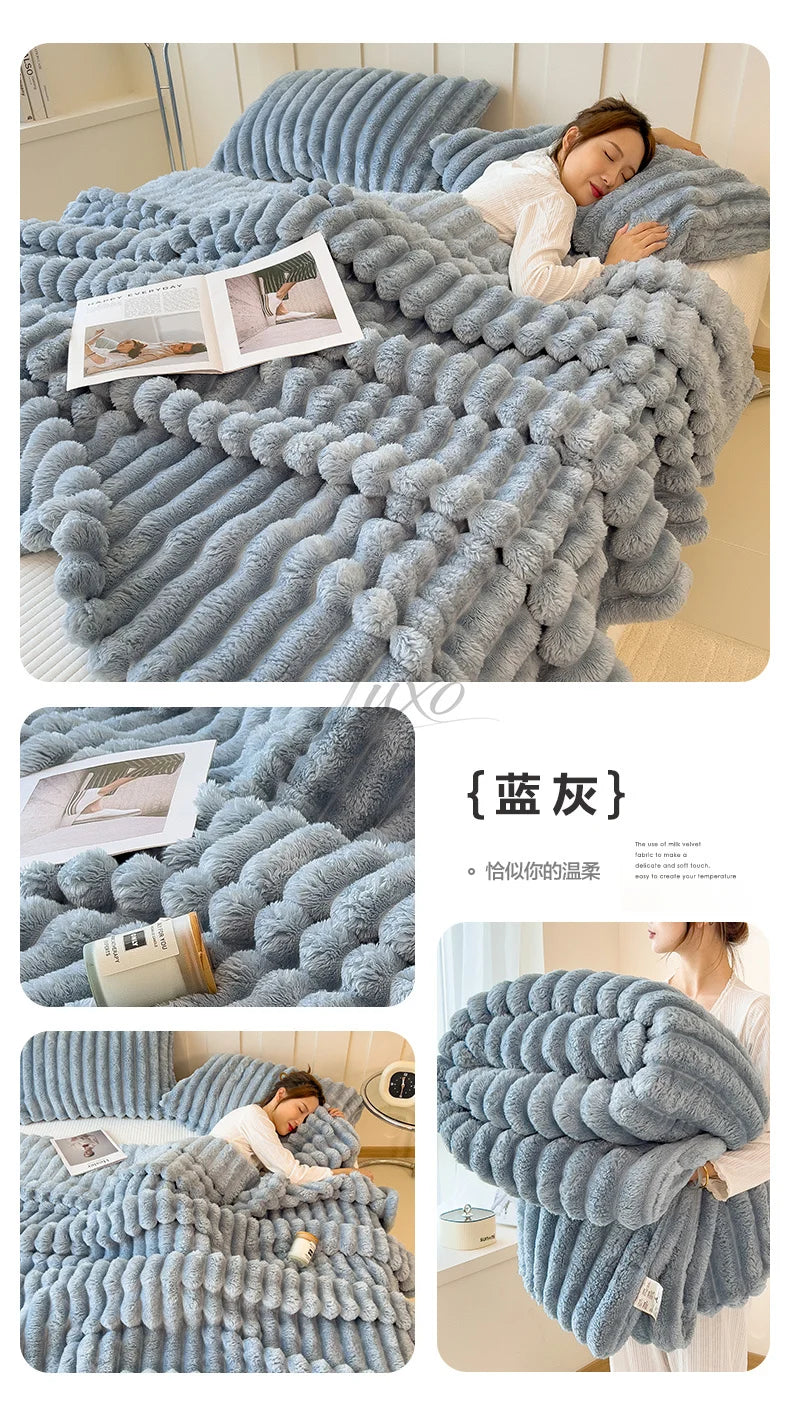 Thea Wide-Stripe Flannel Throw