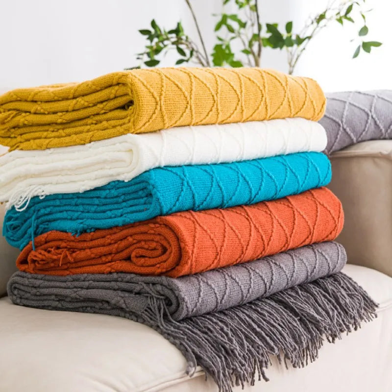 Poppy Chunky Tassel Knit Throw