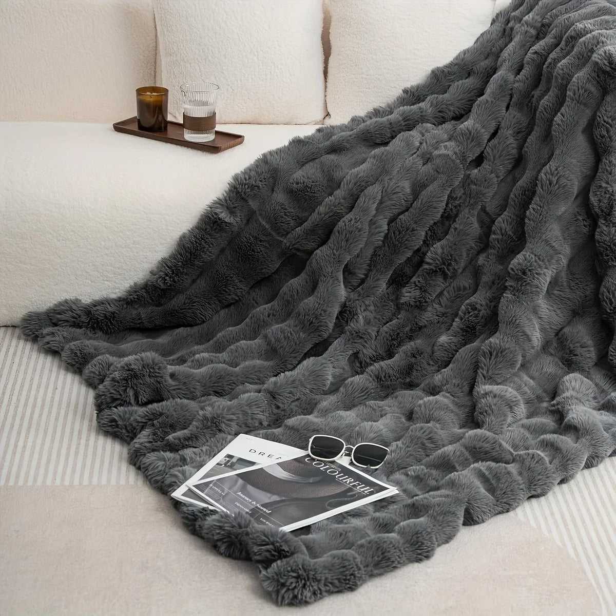 Fable Faux-Rabbit Fleece Throw