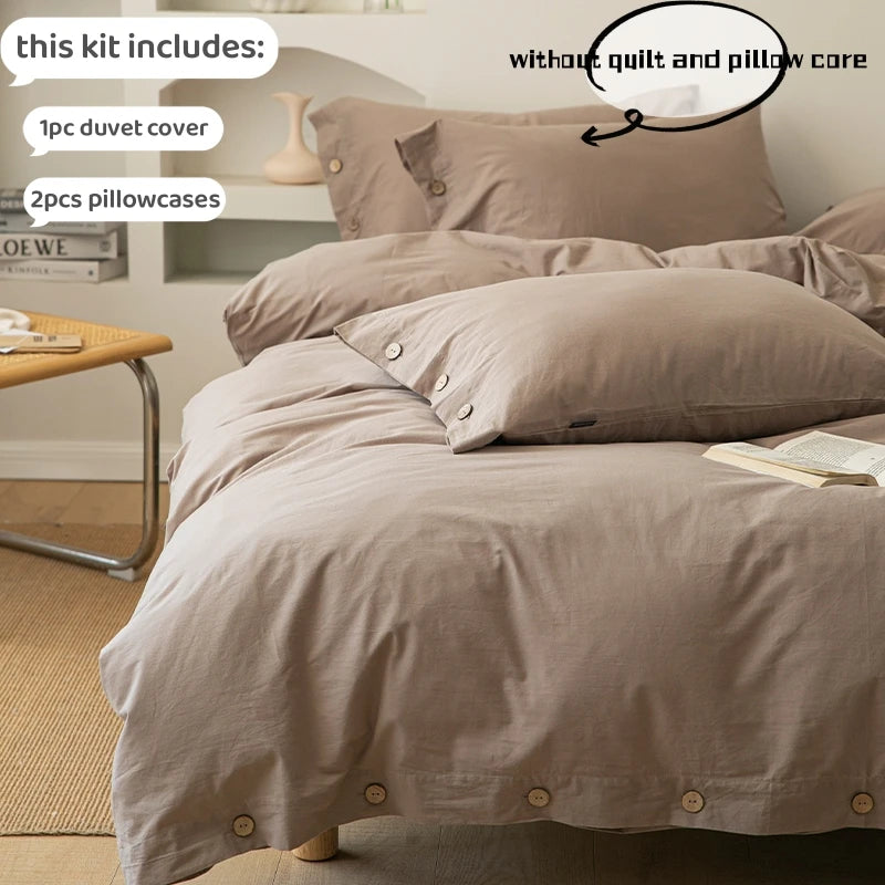 Oona Washed Cotton Button Duvet Set