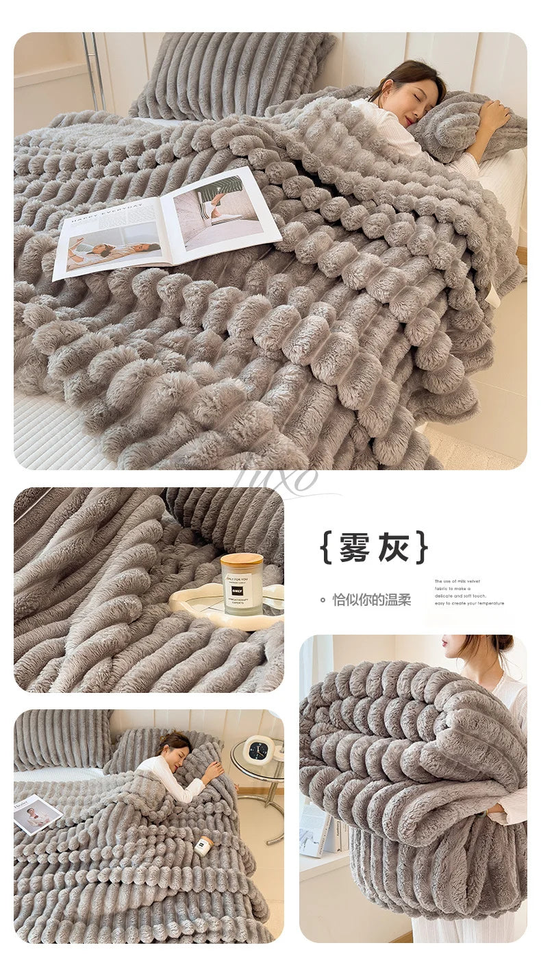 Thea Wide-Stripe Flannel Throw