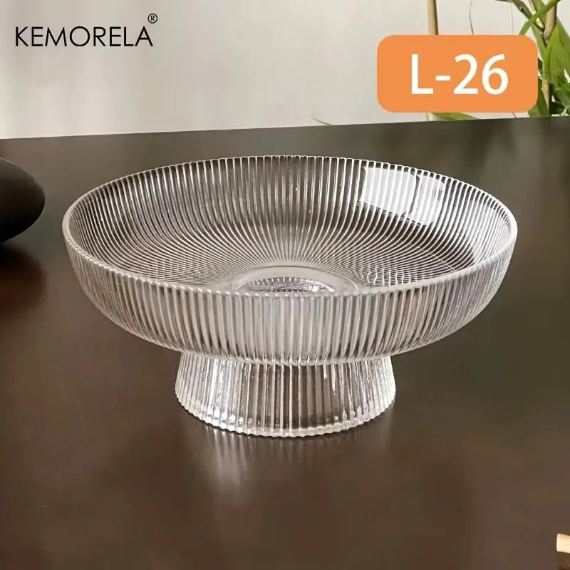 Lucia Ribbed Glass Pedestal Bowl