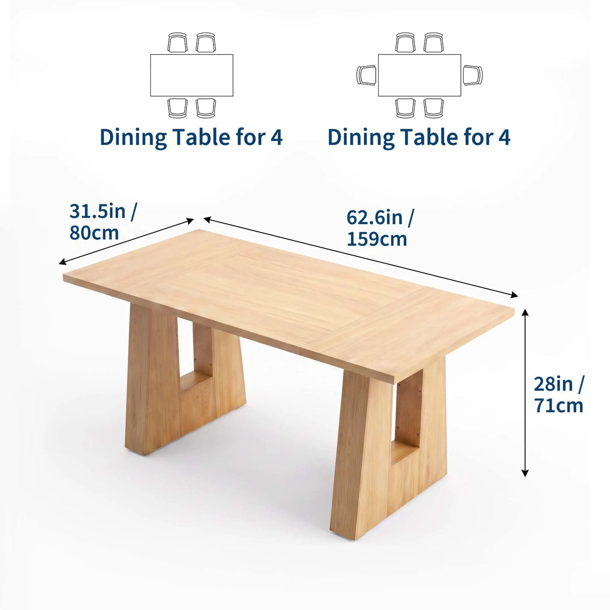 Faye 63-Inch Mid-Century Dining Table