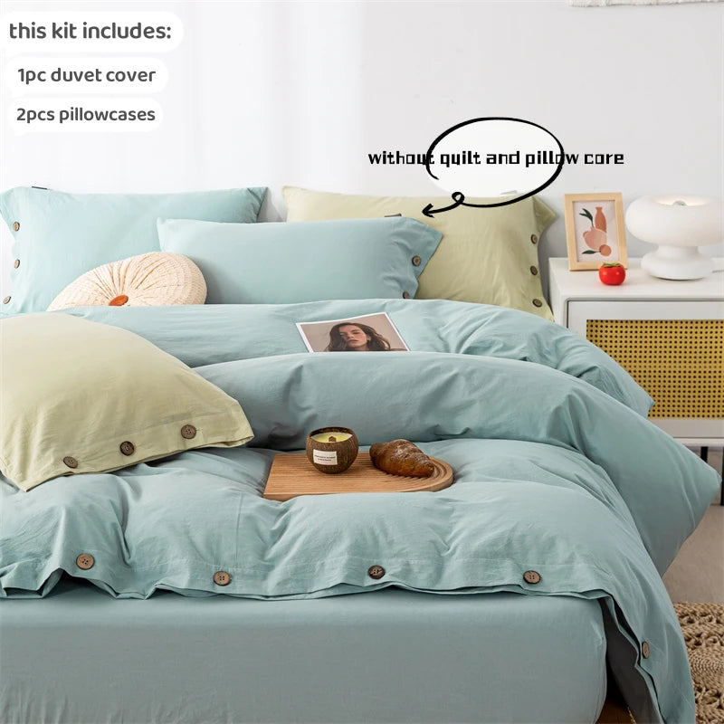 Oona Washed Cotton Button Duvet Set