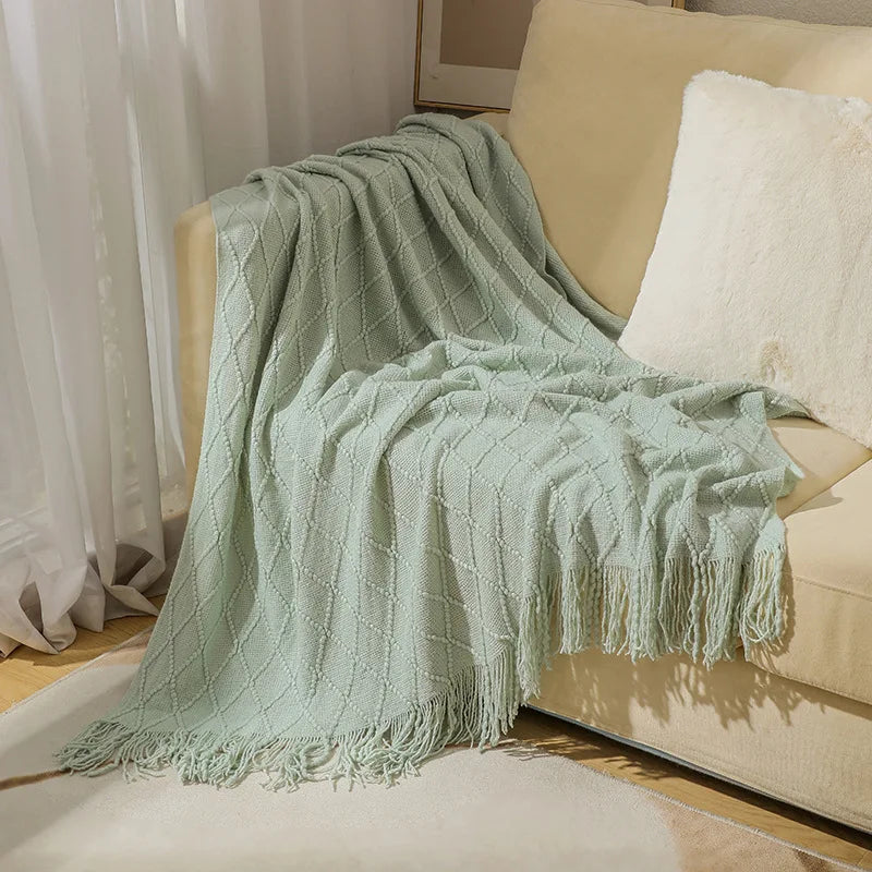 Poppy Chunky Tassel Knit Throw