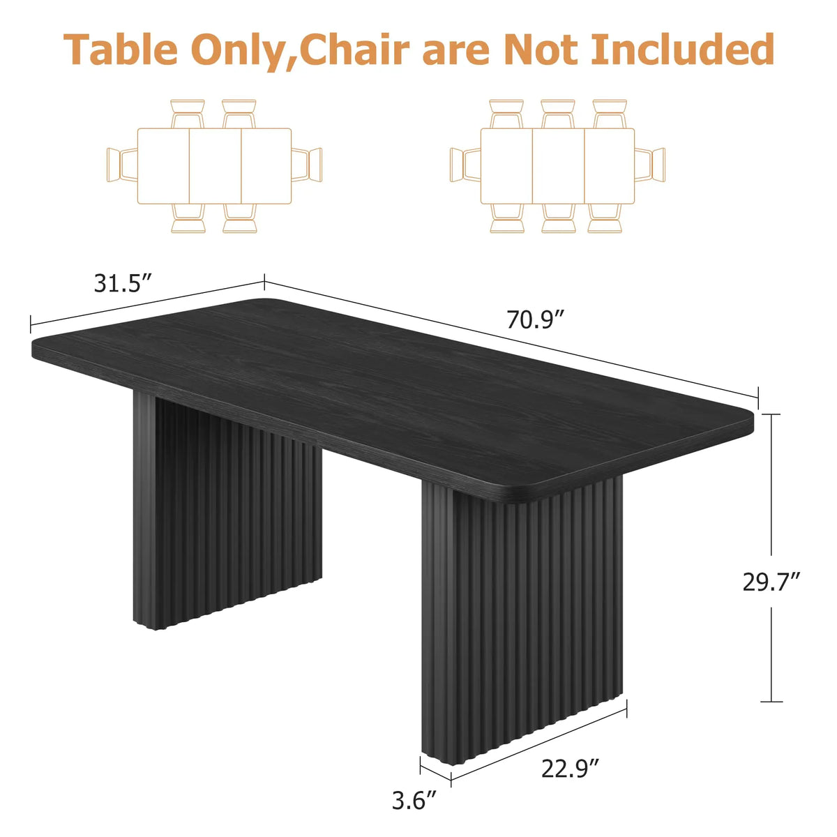 Rowan 71-Inch Fluted-Leg Dining Table