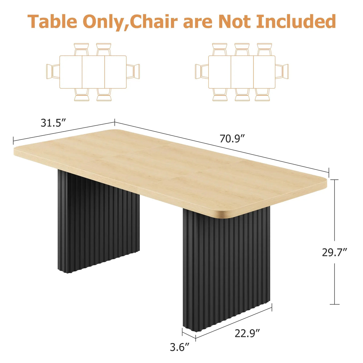 Rowan 71-Inch Fluted-Leg Dining Table