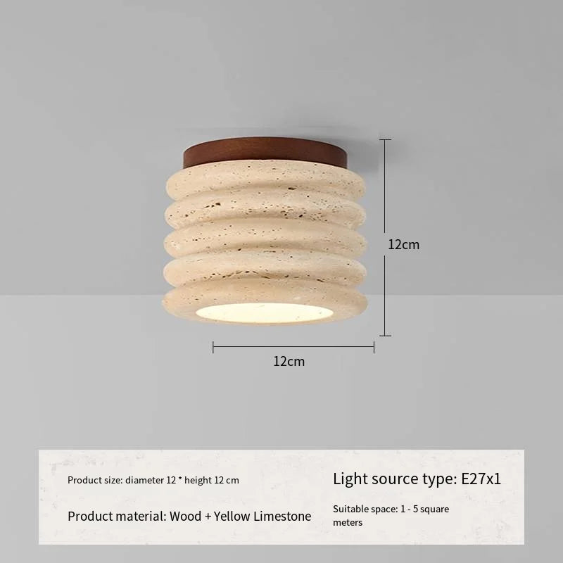 Talin Travertine & Wood Ceiling Light