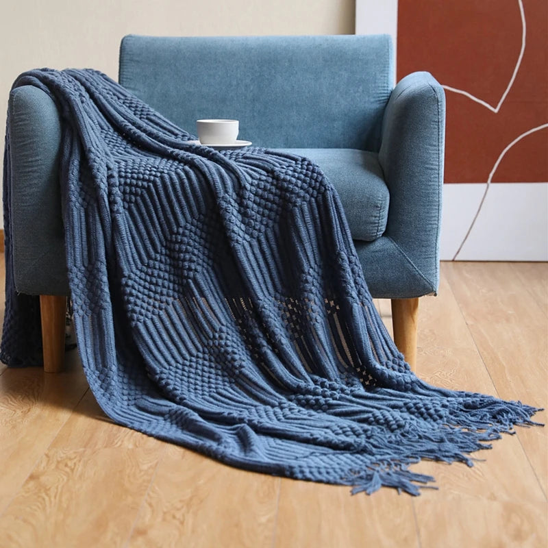 Poppy Chunky Tassel Knit Throw
